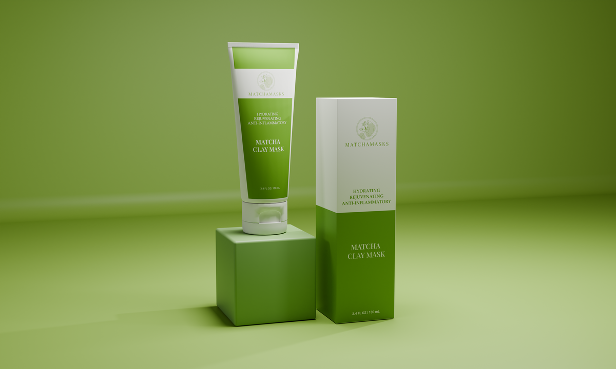 matcha clay mask being applied to skin